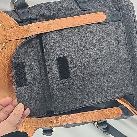 NWT Banded Mammoth Wool Backpack Charcoal Water Resistance Leather Top Grey $130 - Picture 6 of 8